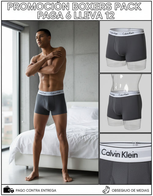 Pagas 6 llevas 12 Boxer en Microfibra + Obsequio medias (Colores surtidos)